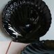 2 black opaline moulded glass shell-shaped bowls, circa 1980.
