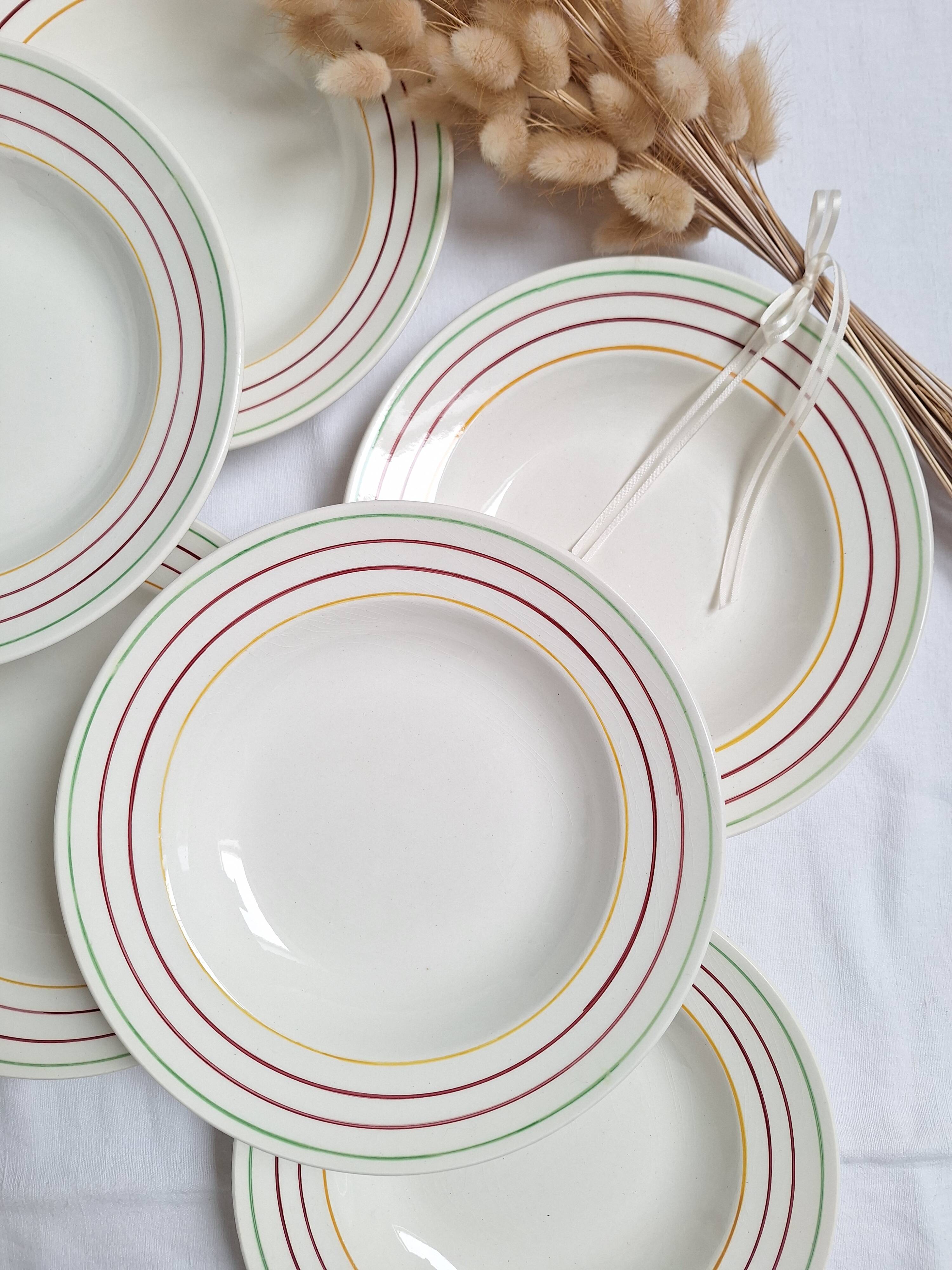 6 Assiettes creuses Gien modèle Jean vintage