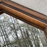 Rustic beveled mirror in molded natural wood 64 x 56 cm