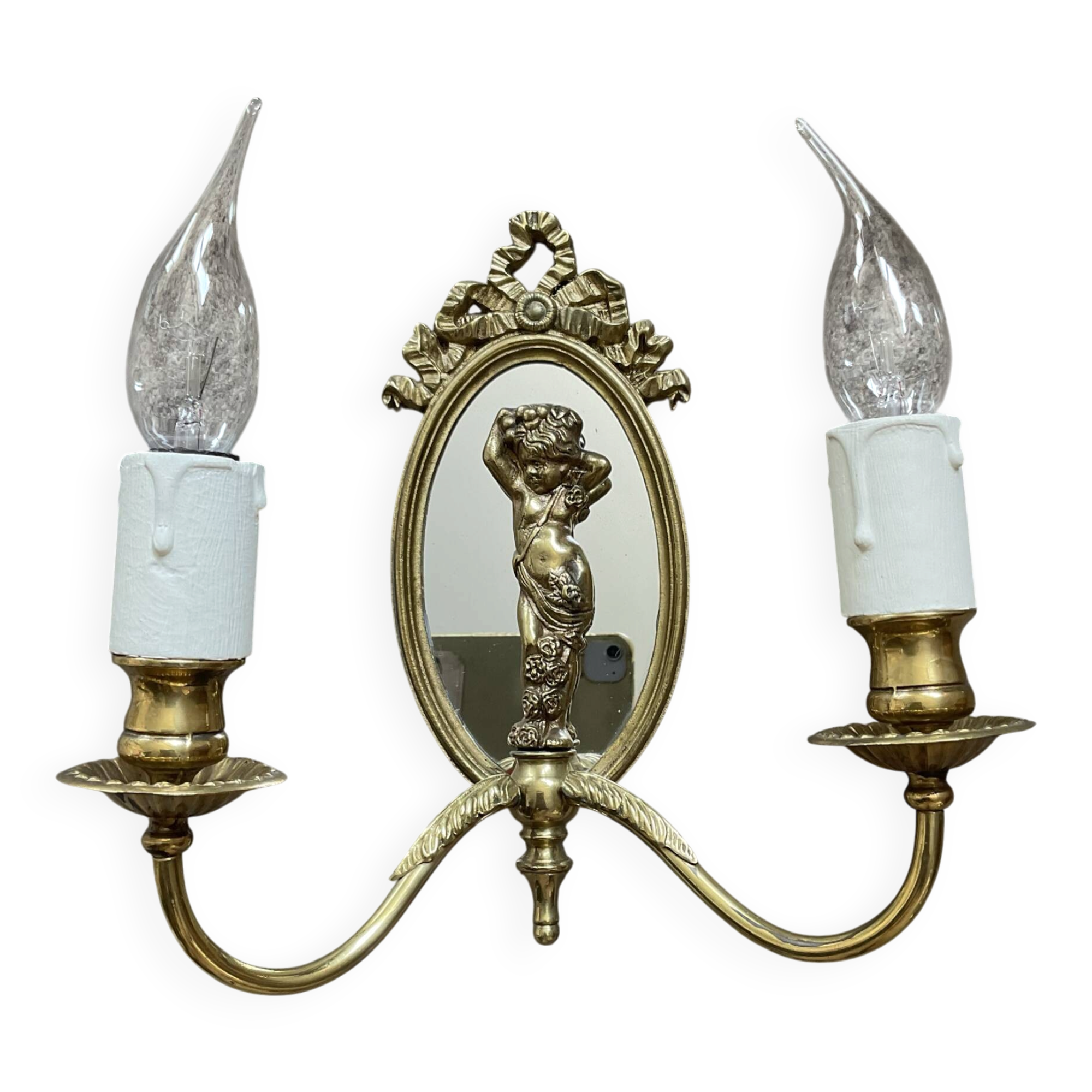 Antique Louis XVI style wall light in bronze