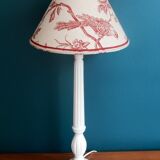 Conical lampshade in linen pattern red bird