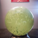 Applique globe boule abat jour opaline vert Clichy moucheté ø 20 cm art déco 1930/1940 TBE