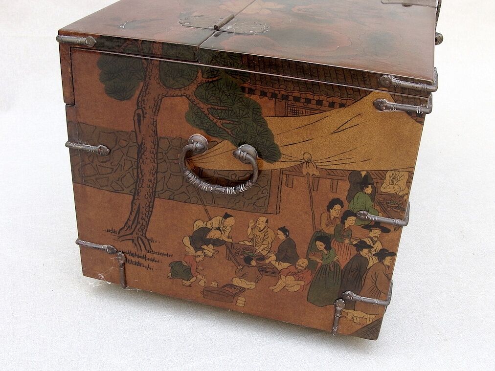 Vintage wood and metal chest