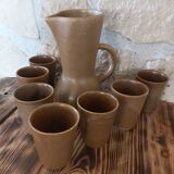 Set of 7 glasses and their Grespot Digoin stoneware decanter