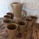 Ensemble de 7 verres et leur carafe en grès Grespot Digoin