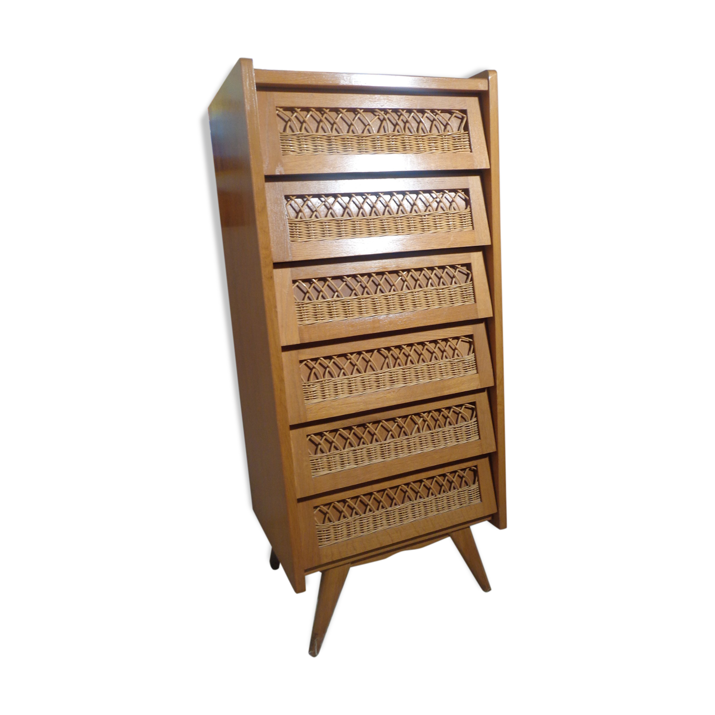 Dresser chest vintage wood and rattan of the 50 feet compass