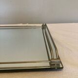 Plateau miroir en laiton chromé année 50 60