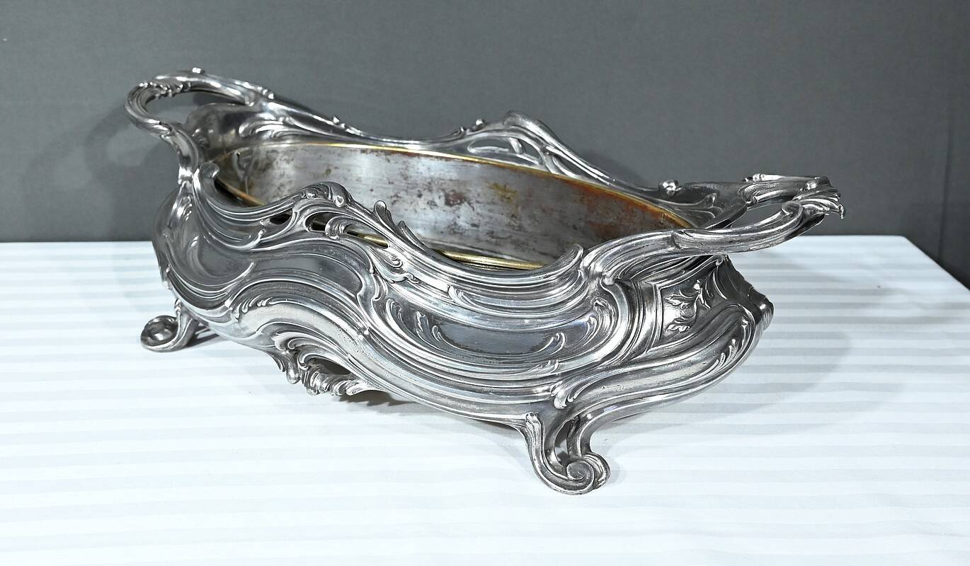 Silvered Bronze Planter, Victor Saglier, Art Nouveau – Late 19th Century