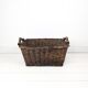 Panier Vintage Anse Rangement Mid Century Panier en osier tressé marron foncé Travail manuel Hygge S