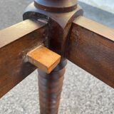 Vintage armchair in straw and brutalist wood