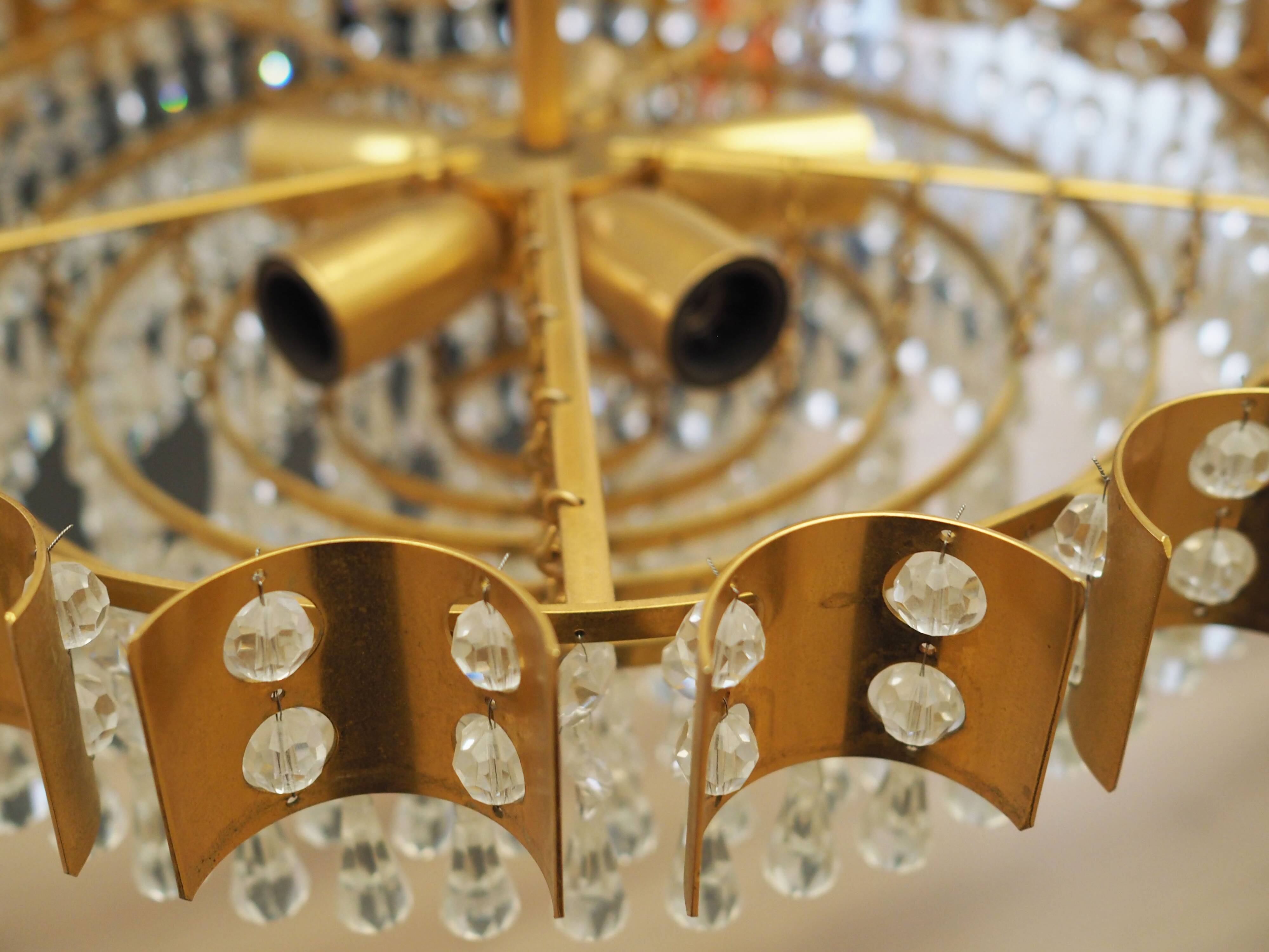 Brass chandelier, Danish design, 1970s, produced in Denmark