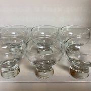 6 large bubble coupe glasses with a foot in the Kosta Boda style.