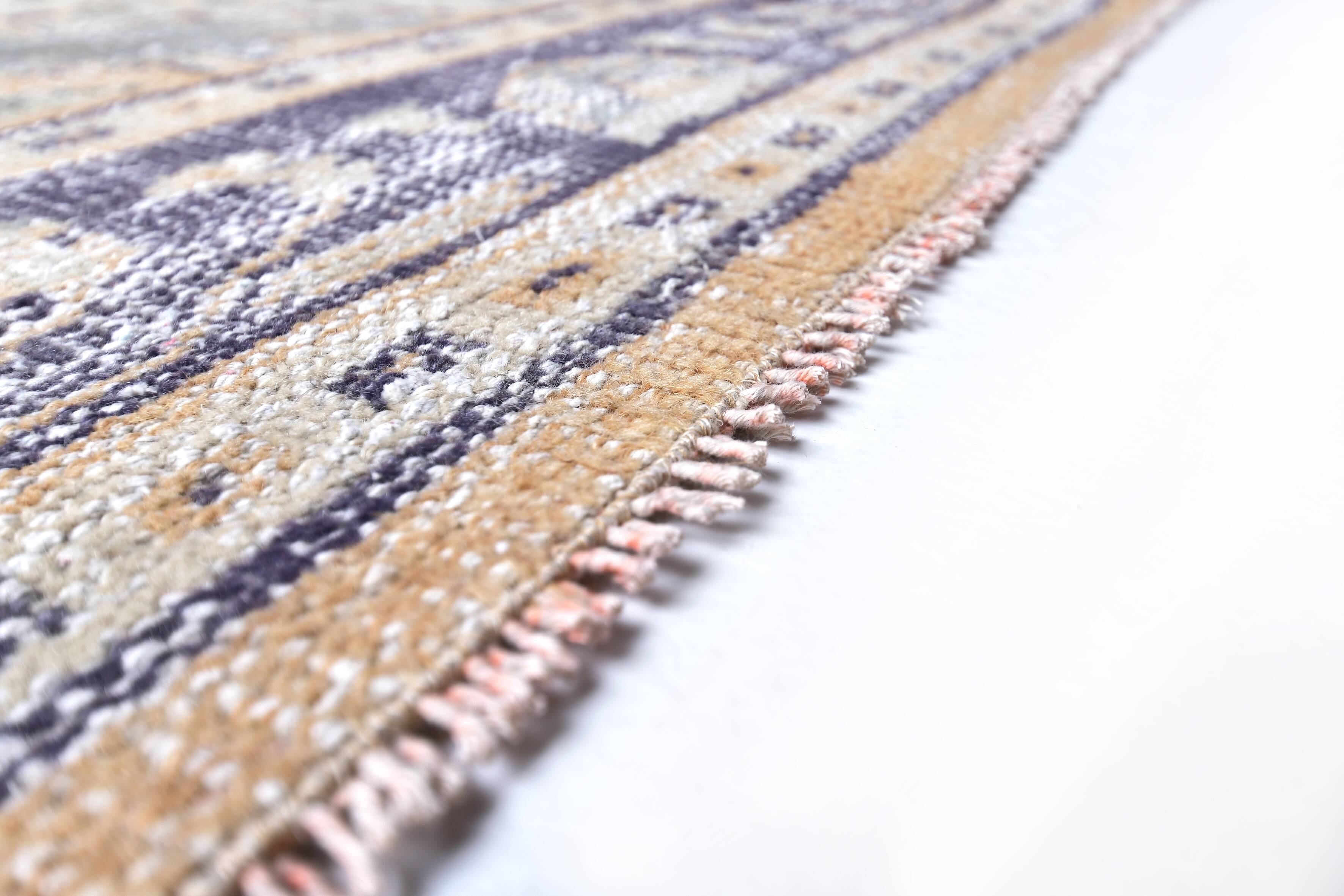 Tapis vintage en laine 270 x 165 cm, beige bleu, tapis turc vintage en laine