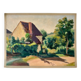 Oil painting on canvas "House and greenery" no. 55