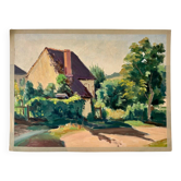 Oil painting on canvas "House and greenery" no. 55