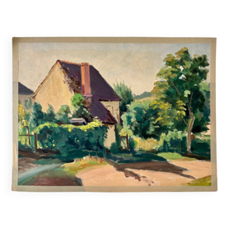 Oil painting on canvas "House and greenery" no. 55