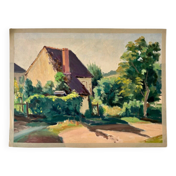 Oil painting on canvas "House and greenery" no. 55