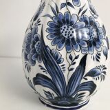 Vase with vintage blue and white flower pattern signed