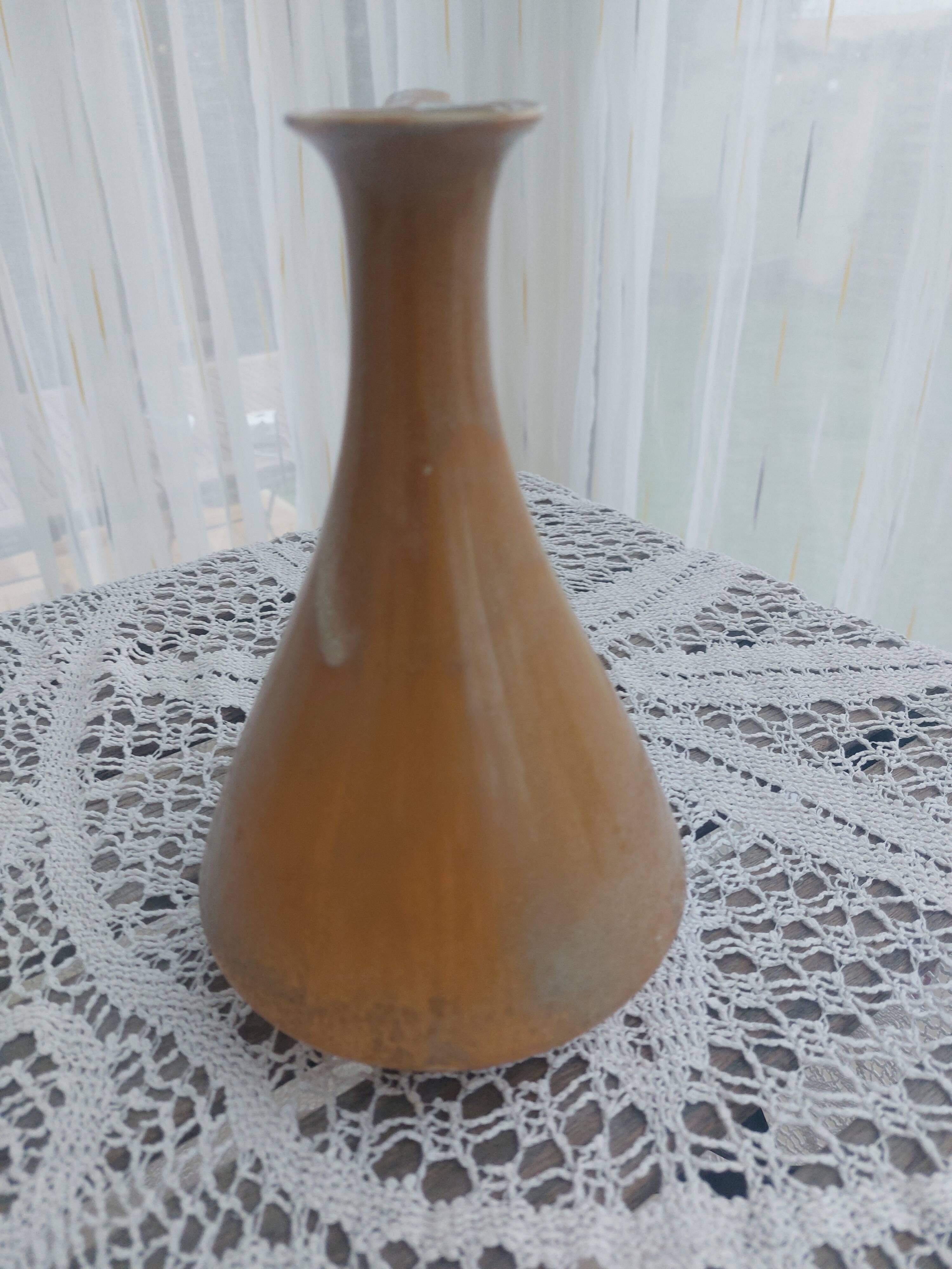 Vase, vintage pitcher Fournier-Demars in ochre ceramic