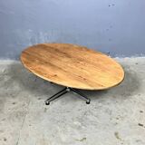 Table basse ovale vintage en chêne chromé