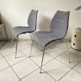 Pair of Kartell Mauï Soft grey chairs, designed by Vico Magistretti