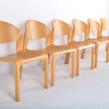 Set of 6 vintage chairs in thermoformed wood