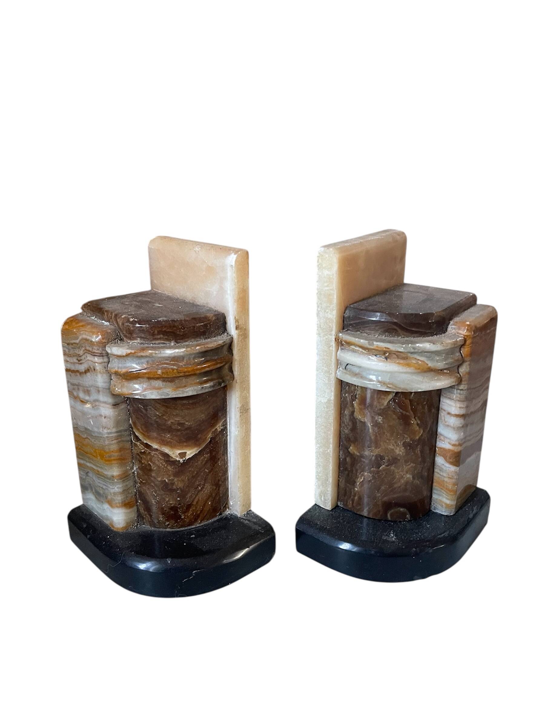 Art Deco pair of onyx bookends