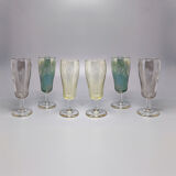 1960s set of six crystal glasses, made in Italy