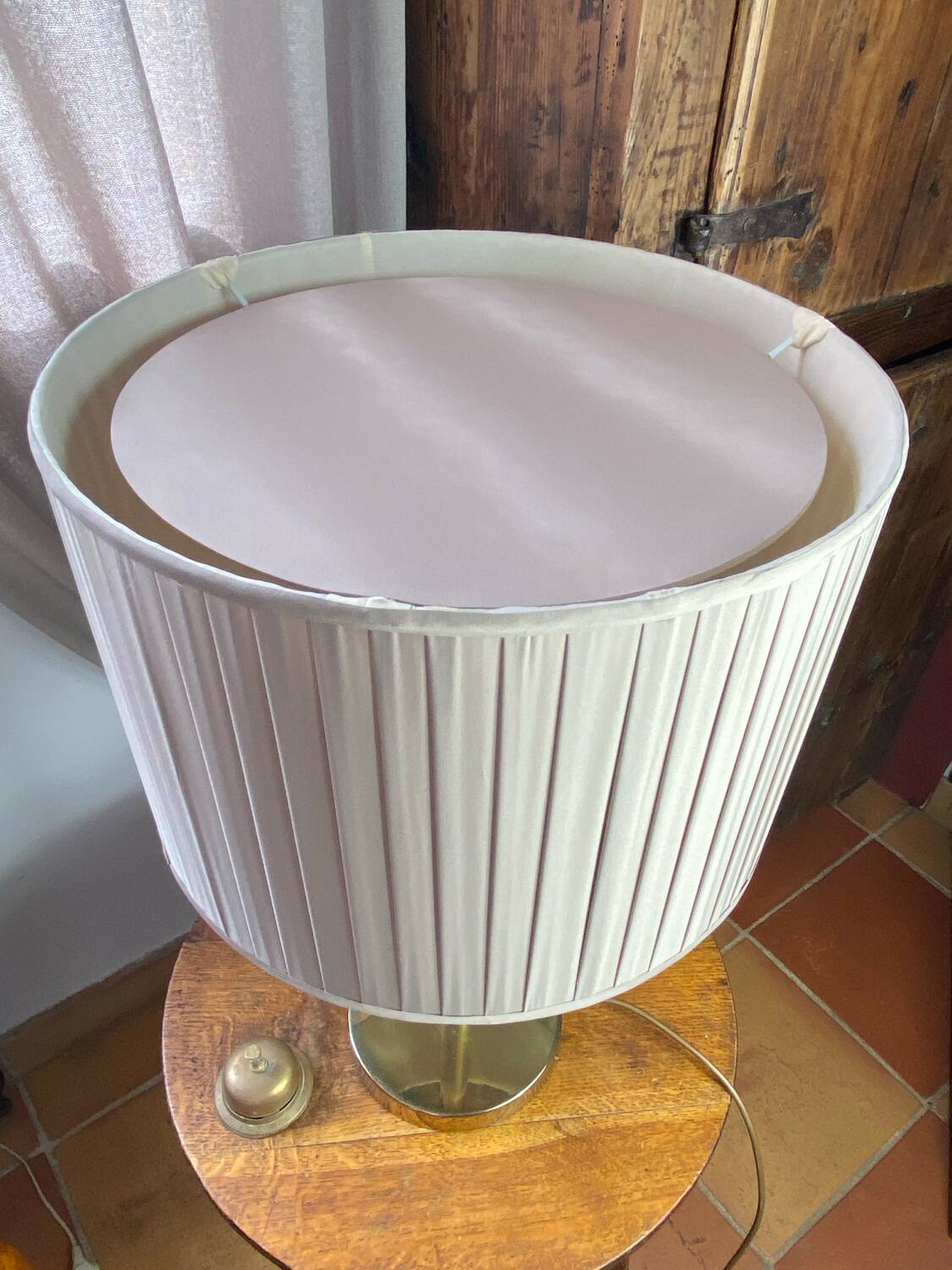 Brass lamp with pleated shade