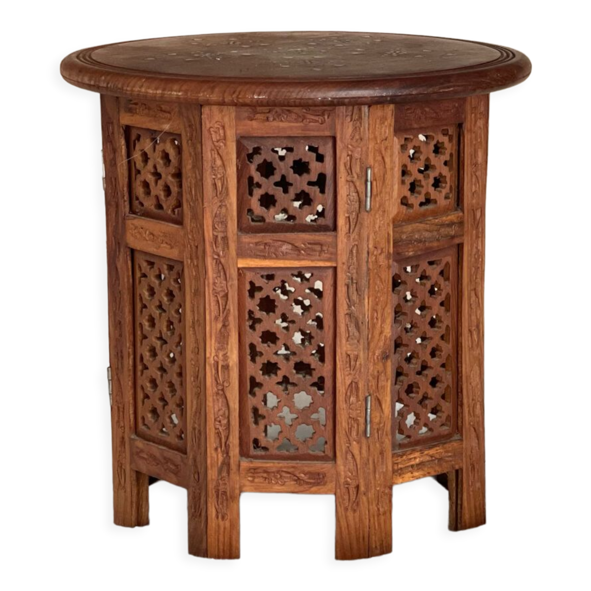 Indian table in wood and brass