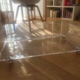 Habitat plexiglass coffee table on wheels