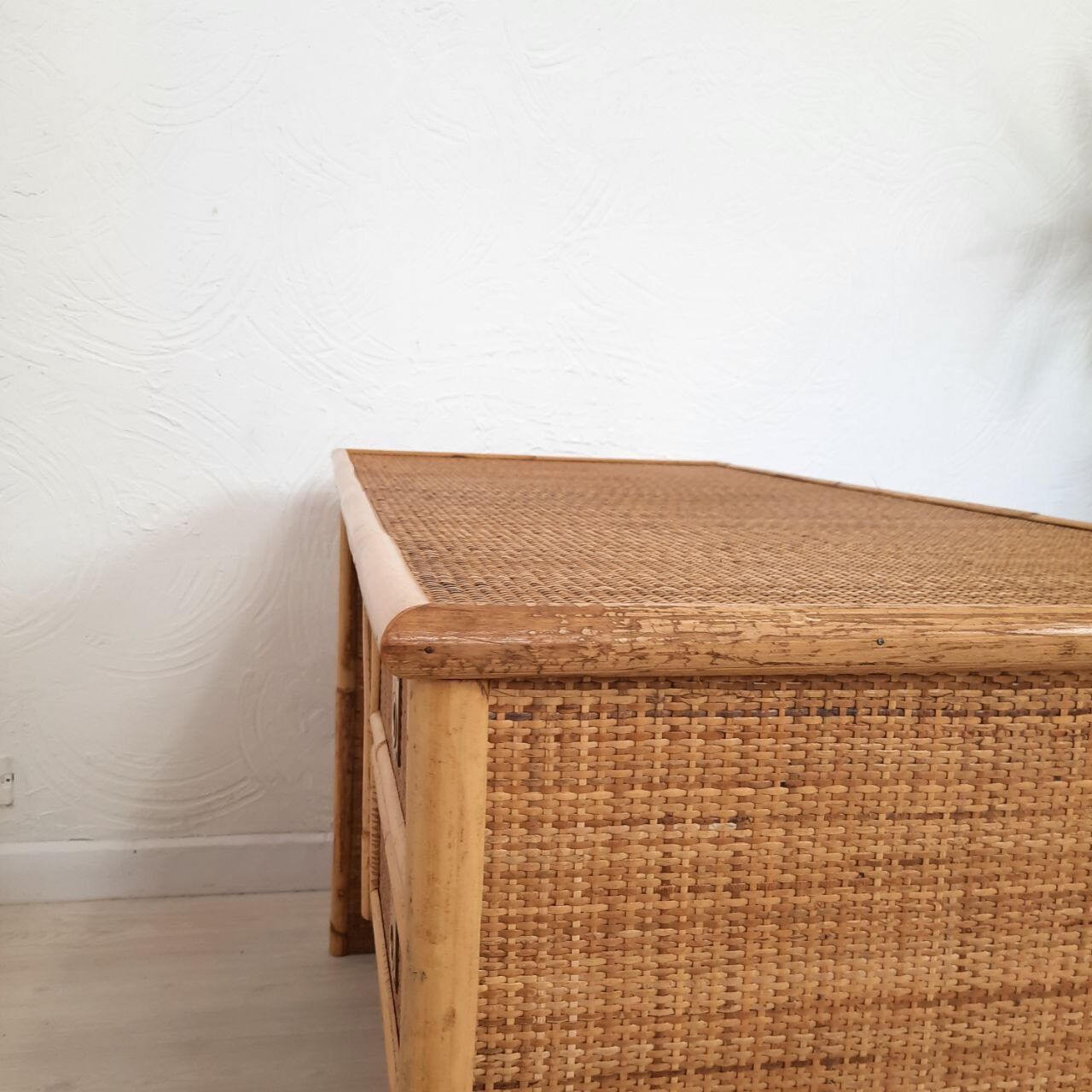 Pair of wicker and bamboo desks, Dal Vera, vintage