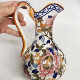 Gien earthenware ewer pitcher peony deco