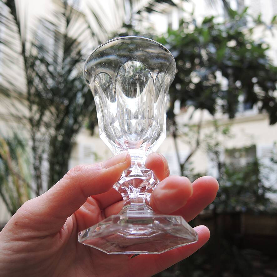 7 Metternich Style Crystal Digestif Glasses H 11 cm