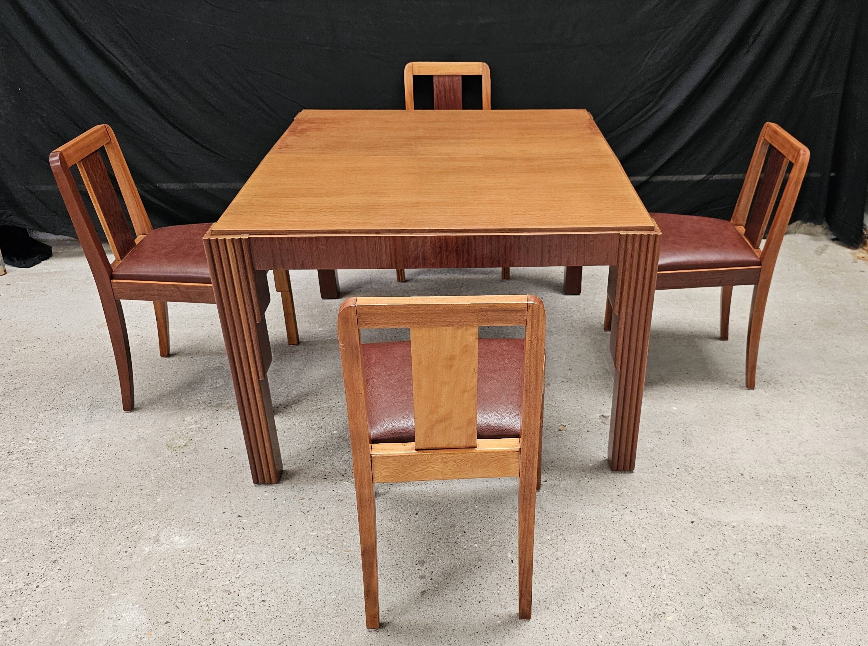 Lot of table and 6 Art Deco chairs from Saddier & fils