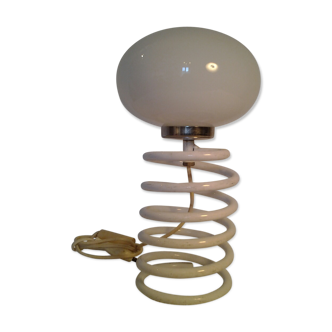 Lampe ressort spirale vintage blanche années 70