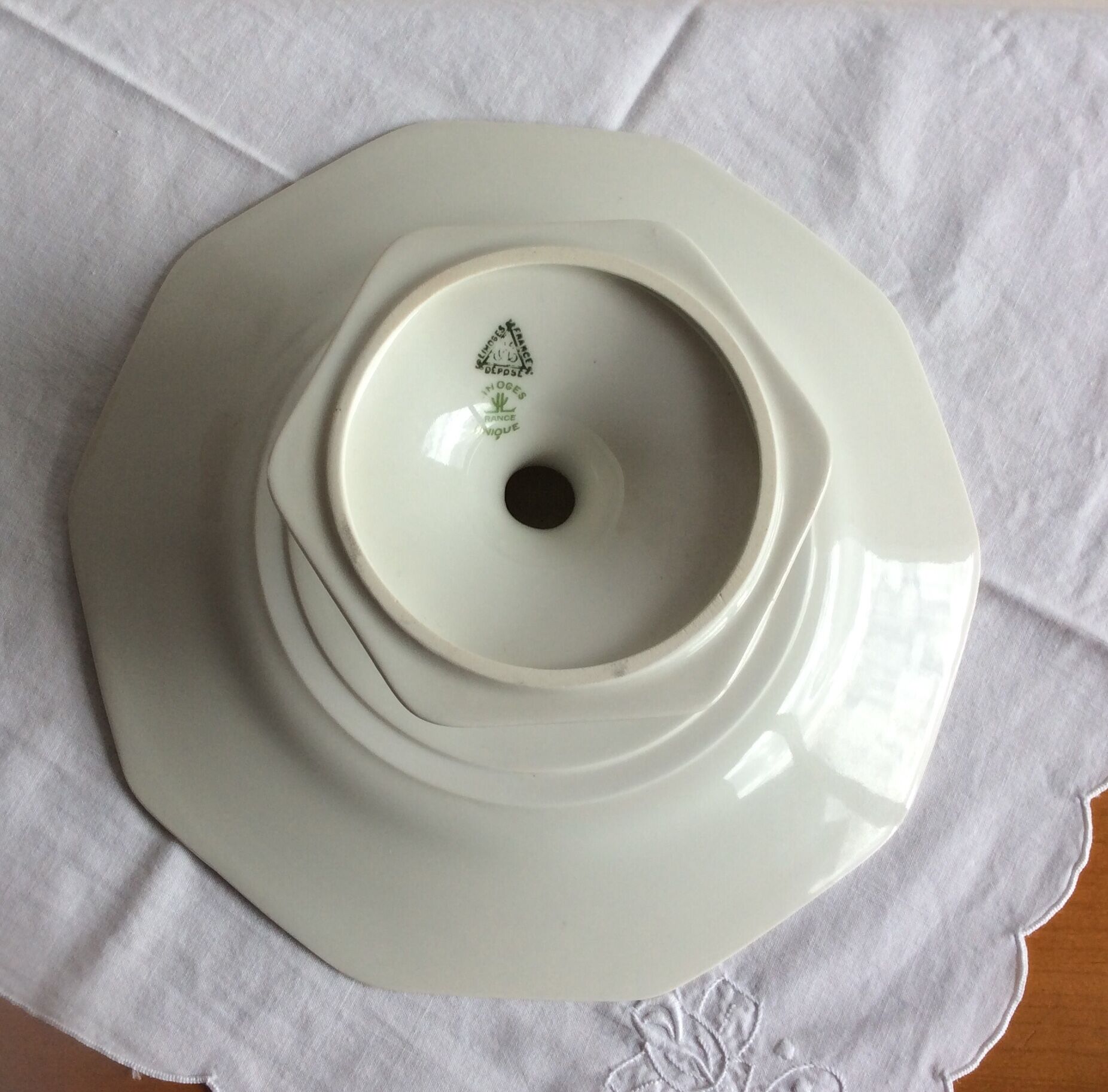Servant dish on porcelain pedestal Limoges MC