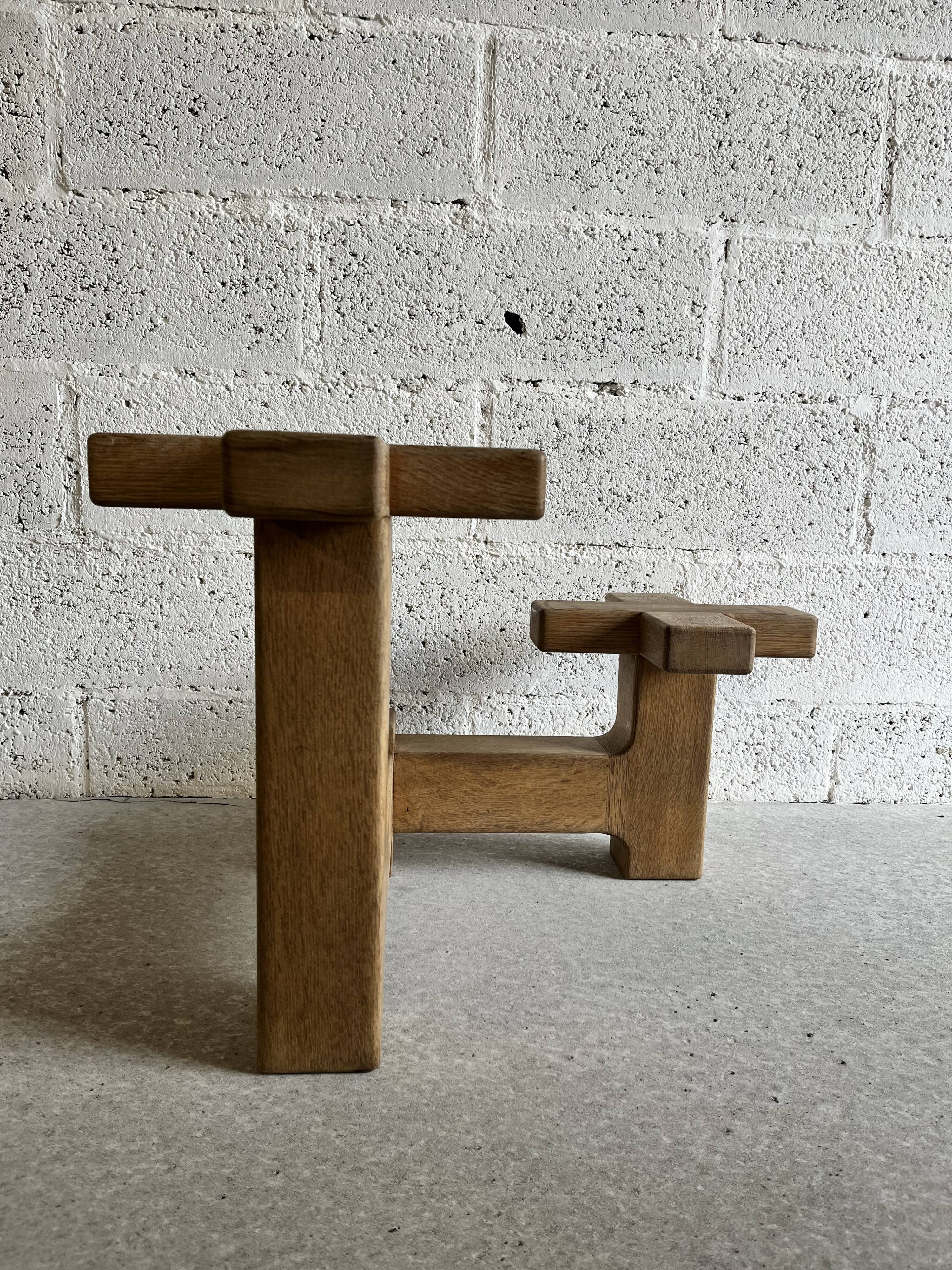Display and plant holder in solid oak by Guillerme and Chambron for Votre Maison