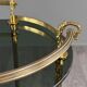 Rolling serving table in gold metal and smoked glass, 20th century