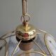 Gold metal pendant lamp and Murano glass panels by Eglo Leuchten Austria 1970