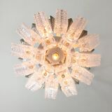 Vintage Austrolux Glass Chandelier: Mid-Century Chrome Pendant Light