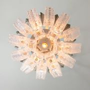 Vintage Austrolux Glass Chandelier: Mid-Century Chrome Pendant Light