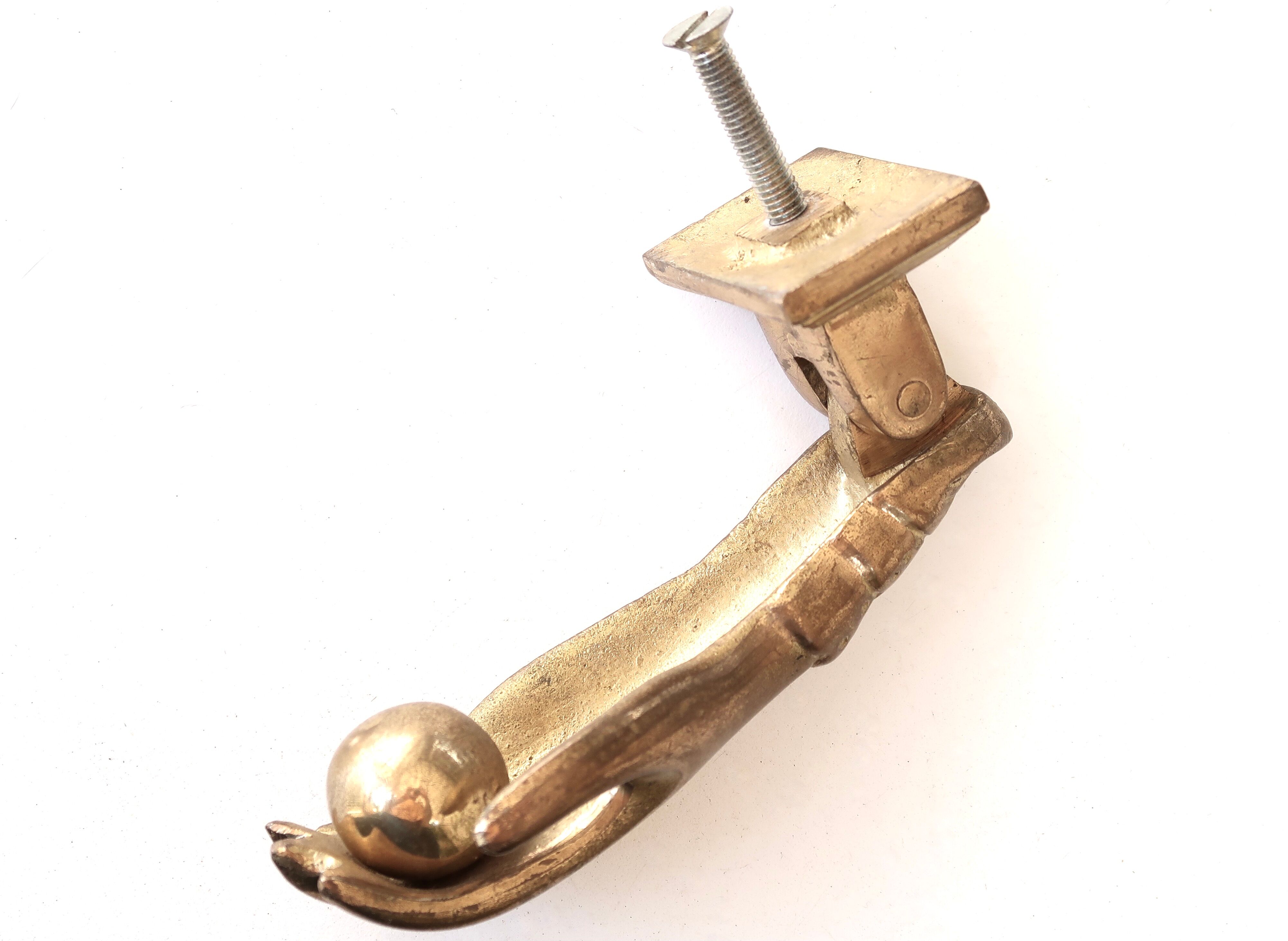 Hand-shaped brass door knocker, 1970s