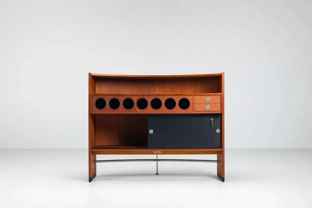 Erik Buch boomerang dry bar set in teak Dyrlund Denmark 1960