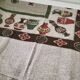Vintage tablecloth with stylized pottery design, 1960s-70s