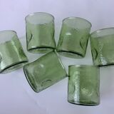 6 vintage green glasses