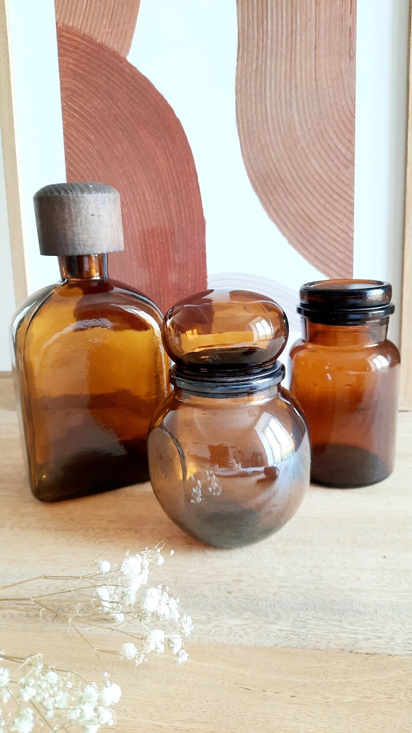 Amber glass bottles
