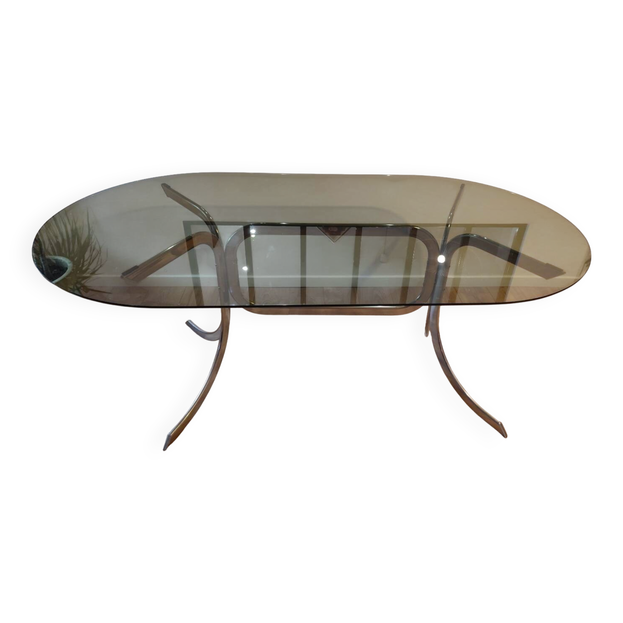 Vintage glass and chrome table