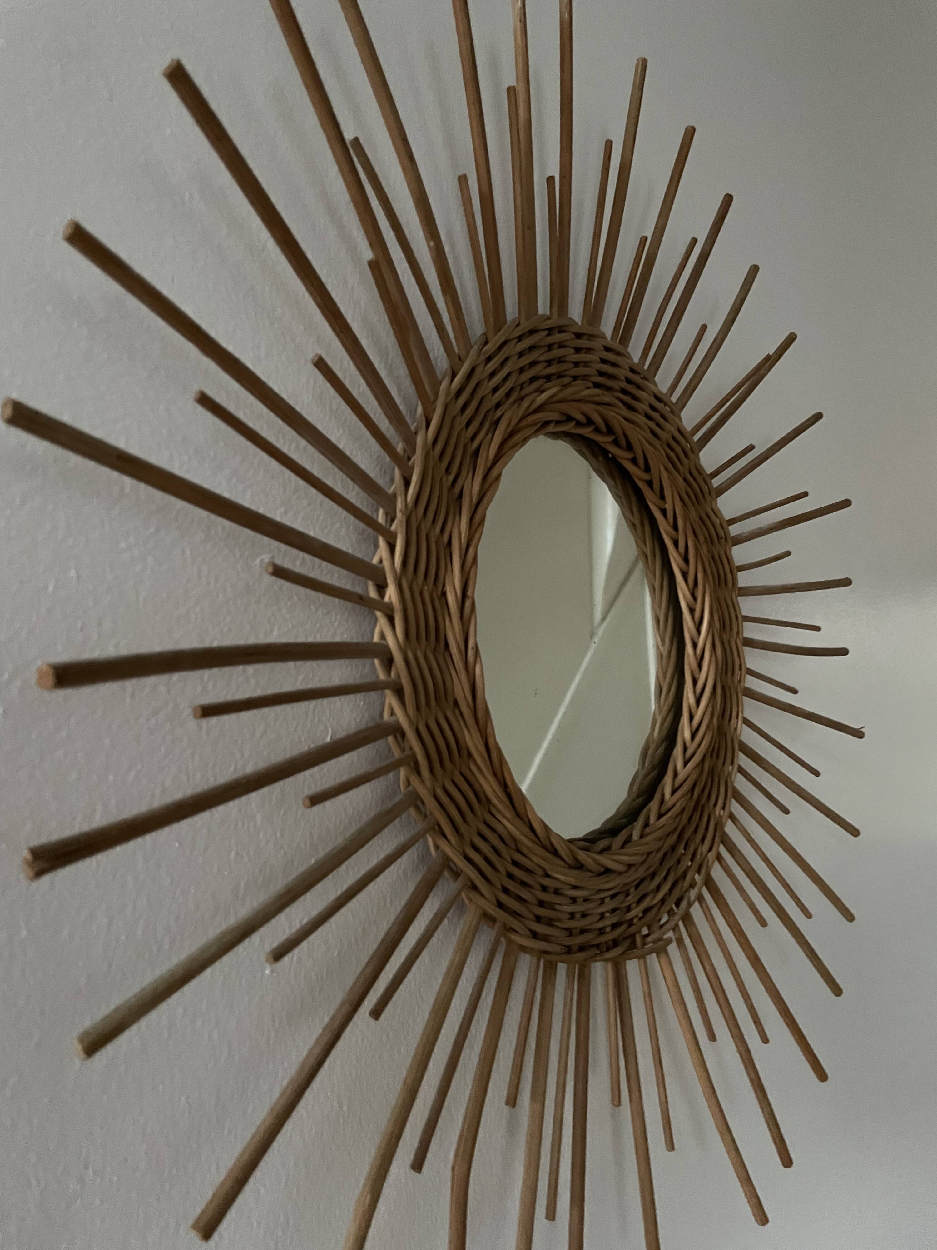 Miroir soleil rotin