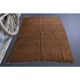 Vintage Turkish Hand-Knotted Wool Cotton Brown Kilim Area Rug 130x187